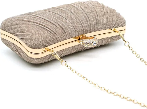 Vista 7 de Crbeqabe Bolso de mano con purpurina para mujer, bolso de noche plisado, bolso de noche para boda, fiesta, noche, monederos, embrague de noche