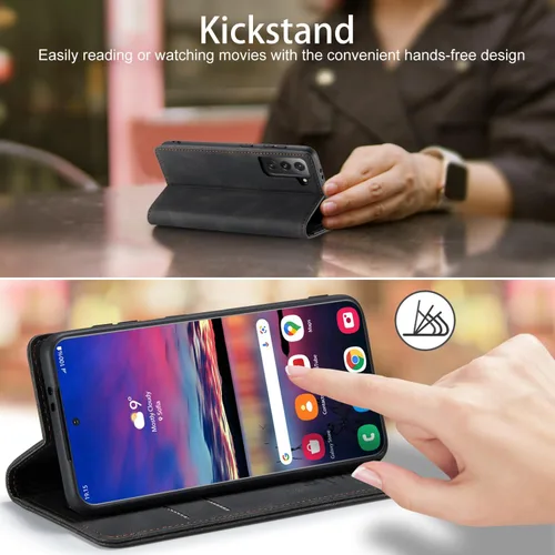 Vista 6 de Funda tipo cartera para Samsung Galaxy S22 5G con bloqueo RFID, color negro
