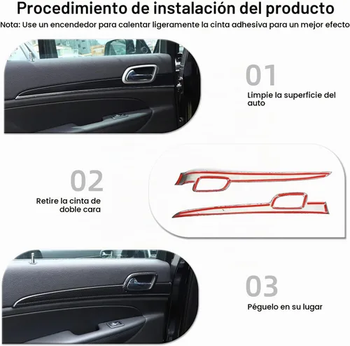 Vista 5 de CheroCar para Jeep Grand Cherokee, juegos de cubiertas de panel de salpicadero y manija de puerta, accesorios interiores para Jeep Grand Cherokee