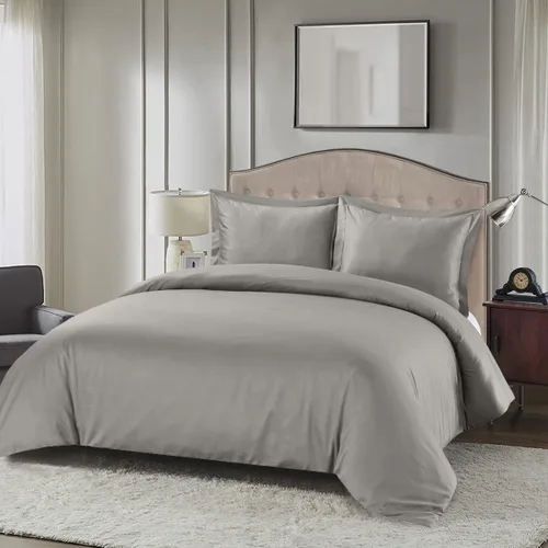 Vista 7 de Royal Hotel Bedding Funda de edredón suave y sedosa, viscosa hecha de mezcla de bambú y algodón, juego de funda de edredón de 3 piezas, Azul
