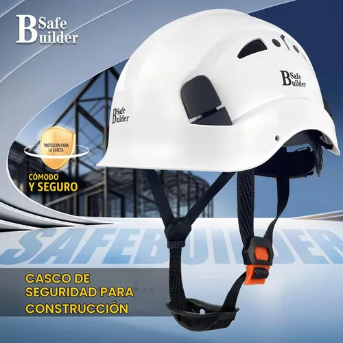 Vista 2 de SAFEBUILDER Casco de seguridad industrial con visera Casco duro ABS con visera Ventilación ajustable Casco de construcción Protección para la cabeza
