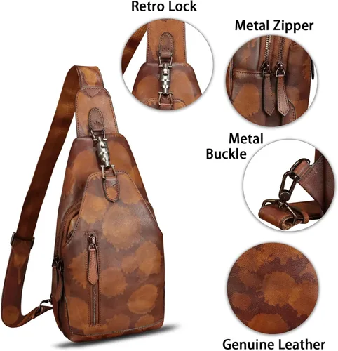 Vista 6 de Bolso bandolera de cuero genuino para mujeres y hombres, estilo vintage, hecho a mano, de cuero, bolso cruzado de moda