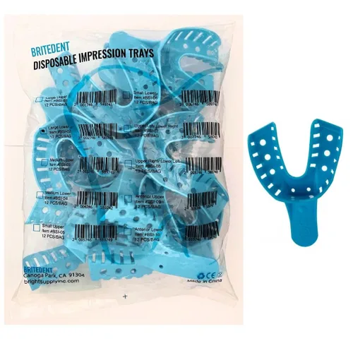 Vista 11 de Bandejas de impresión dental perforadas sin látex desechables bolsa de 12 piezas (#1 grande superior)