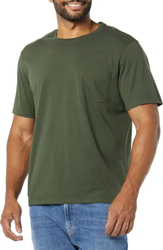 Vista 2 de Tienda Essentials Camiseta ajustada de manga corta con cuello redondo y bolsillo para hombre
