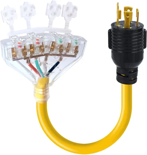 Vista 7 de Cable de alimentación para generador de 30 amperios a 110, adaptador de generador de 3 clavijas de 30 amperios a 15 A, enchufe de alimentación macho