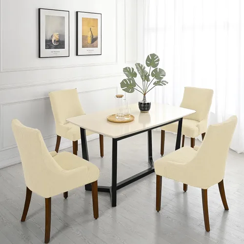 Vista 5 de Wingback - Funda impermeable para silla, funda de jacquard elástica (beige, 1 unidad) Instant room refresh with easy cleanup, dependable mess