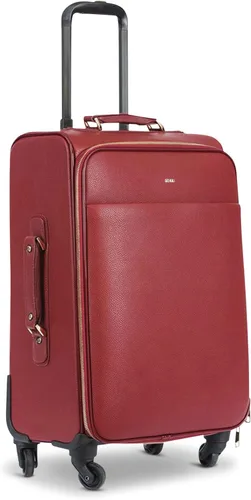 Vista 6 de Packs Travel - Juego de equipaje de viaje platino de 3 piezas - Bolsas laterales suaves de cuero 100% vegano con cremalleras metálicas de contraste