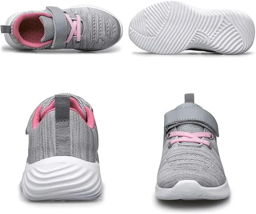 Vista 5 de Wonvatu - Tenis para niños pequeños con correa para caminar y correr Tenis atléticos para correr