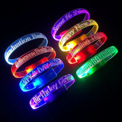 Vista 4 de Banda mágica personalizada pulsera personalizada brilla en la oscuridad Luz intermitente para conciertos Luces de funcionamiento