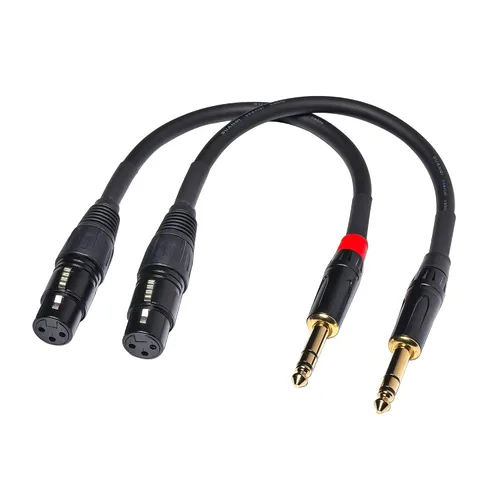 Vista 7 de Cable XLR a 1/4 TRS de 0.250 in de doble canal a 3 pines XLR hembra XLR a 1/4 estéreo equilibrado adaptador de micrófono de 1 pie