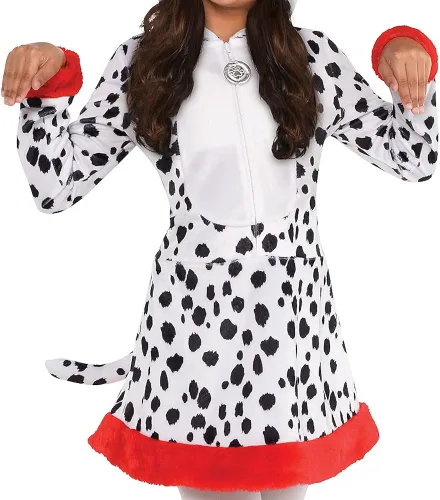 Vista 3 de Suit Yourself - Disfraz de Halloween dálmata para niñas incluye vestido con capucha y calentadores de piernas