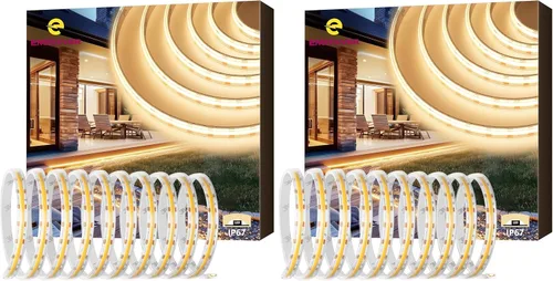 Vista 12 de EMITEVER COB - Tira de luces LED impermeable IP67, 2700 K, blanco cálido, para exteriores, 24 V, cinta LED de silicona regulable, iluminación