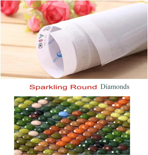 Vista 5 de BOHADIY Pintura de diamantes de imitación de árbol 5D, kits de pintura de diamantes de imitación para adultos, árbol colorido de bricolaje