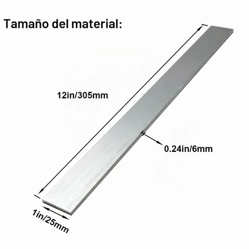 Vista 2 de 4 Piezas de Barra Plana de Aluminio Cuadrada 1/4" X 1" 12" de Largo .6061 Placa de Propósito General, Placa Plana de Aluminio 6mm X 25mm X 305mm