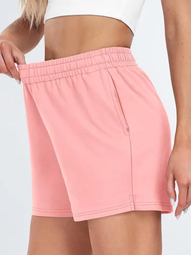 Vista 32 de AUTOMET Pantalones cortos deportivos para mujer, estilo casual, con cordón, cómodos, elásticos, de cintura alta, con bolsillos