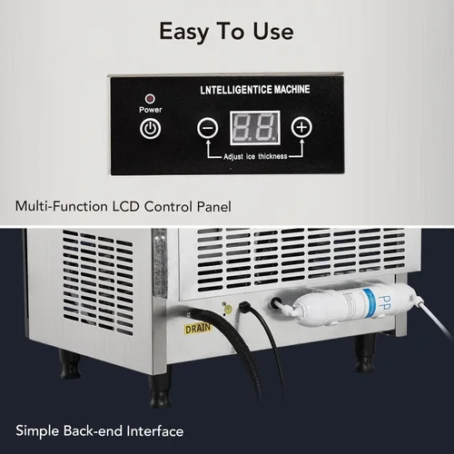 Vista 3 de Máquina comercial para hacer hielo, 155 libras/24 horas con máquina de hielo de acero inoxidable de 50 libras, ajuste de cubitos de hielo