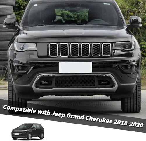 Vista 2 de Jimen Compatible con cubierta de luz antiniebla delantera para Jeep Grand Cherokee 2018-2020 (negro)