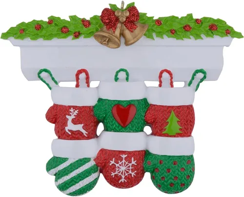 Vista 9 de MAXORA Adorno personalizado para árbol de Navidad de familia de 2 mitones 2023, tradición familiar, recuerdo de Navidad, colección de regalo