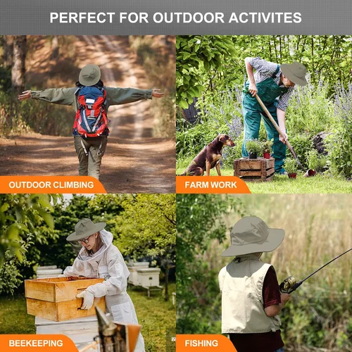 Vista 7 de Mosquito Head Net Hat - Bug Cap UPF 50+ Sun Protection with Hidden Netting for Beekeeping Hiking Women