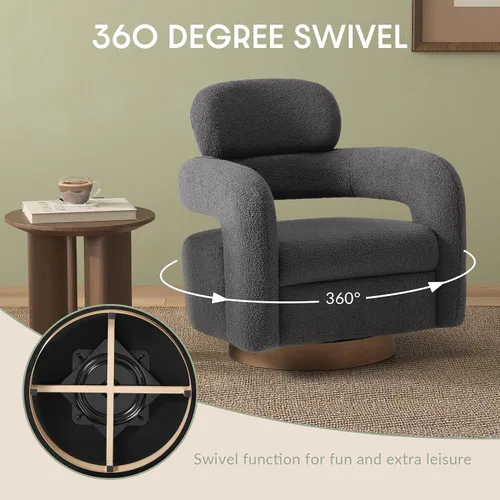 Vista 8 de WestinTrends Alexandria Mid-Century Modern Sherpa - Silla giratoria de barril color gris carbón