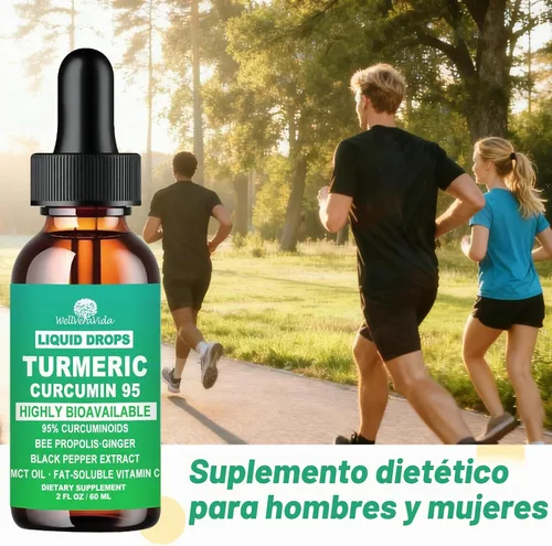 Vista 7 de Suplemento de curcumina de cúrcuma, cúrcuma líquida con pimienta negra y Absorción máxima del 95% de curcuminoides, curcumina de cúrcuma 1000 mg