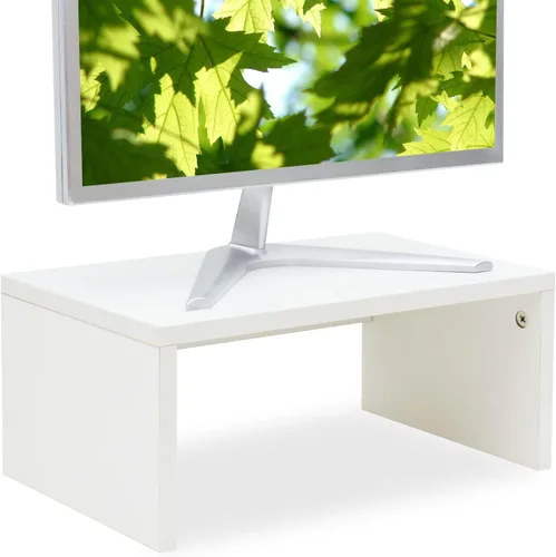 Vista 3 de TEAMIX 6.7 pulgadas de altura y 2 unidades de soporte de monitor blanco para escritorio, soporte de monitor pequeño, soporte