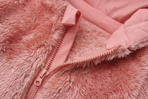 Vista 3 de Mono mullido con capucha para bebé, pelele de forro polar de manga larga con cremallera