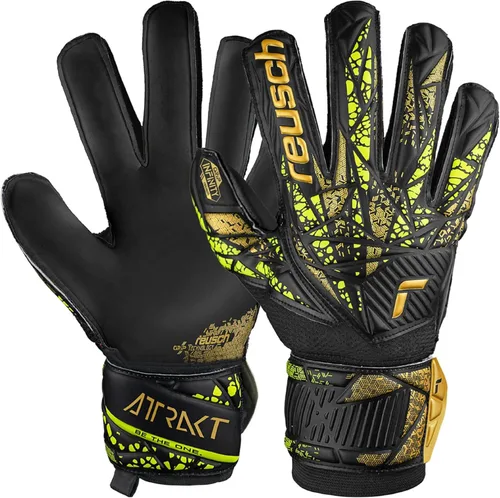 Vista 8 de Reusch Attrakt Infinity - Guantes de portero de fútbol, flexibles y Negro/Dorado