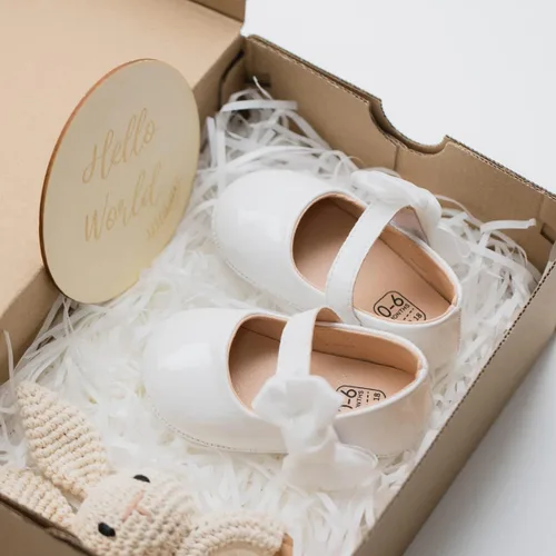 Vista 2 de ohsofy Zapatos de Mary Jane antideslizantes con lazo de princesa para bebé y niña, zapatos de vestido de princesa para los primeros pasos, zapatos