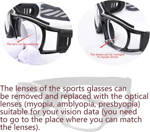 Vista 4 de SooGree Gafas Deportivas de Squash y Racquetball, Gafas de Baloncesto, Correa Ajustable, Resistente al Impacto