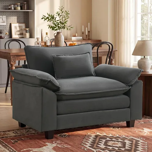 Vista 14 de Oprisen Sofá Seccional Modular, Cómodo Cloud Couch Sofá Seccional, Sofá Cama de Chenilla con Asiento Profundo con Almohadas Decorativas para Sala