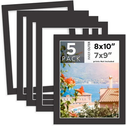 Vista 8 de MBC MAT BOARD CENTER, Paquete de 10 marcos de cartón para fotos negros de 4x6 pulgadas para 3x5 pulgadas, corte biselado, sin ácido, grosor de 4