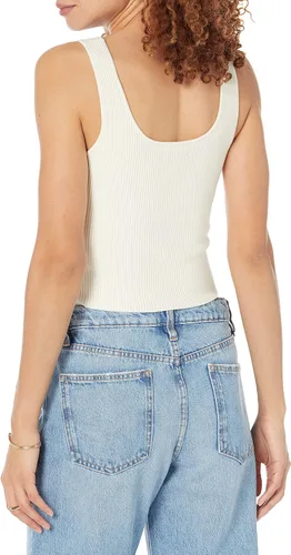 Vista 2 de The Drop Femi - Camiseta corta acanalada con cuello redondo para mujer
