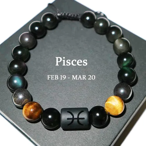 Vista 38 de Pulseras de la amistad, pulsera de obsidiana negra arcoíris para mujeres y hombres, 0.394 pulgadas (0.394 in), ojo de tigre, hematita y cristal