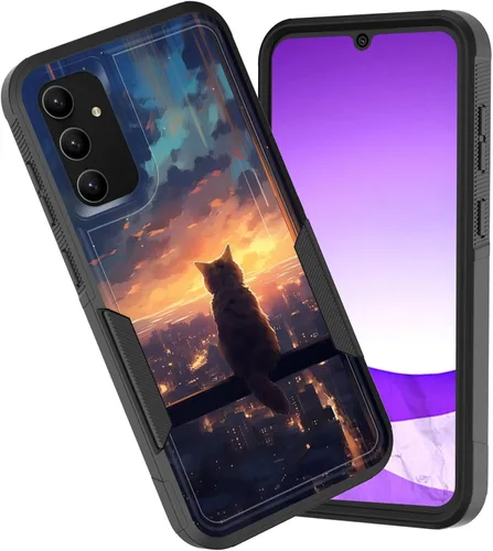Vista 92 de Funda para Galaxy A15 5G, doble capa híbrida resistente a prueba de golpes, policarbonato duro, silicona suave, TPU, funda protectora para Samsung