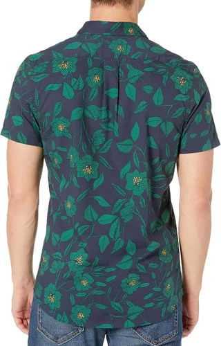 Vista 3 de Tienda Brand Goodthreads - Camisa de popelina estampada de corte ajustado y manga corta para hombre