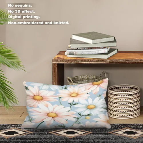 Vista 21 de Batmerry Flowers with Stems Throw Pillow Covers, Beautiful Floral Decorative Pillow Covers Digital Printing Blended for Couch Sofa Bed Invisible