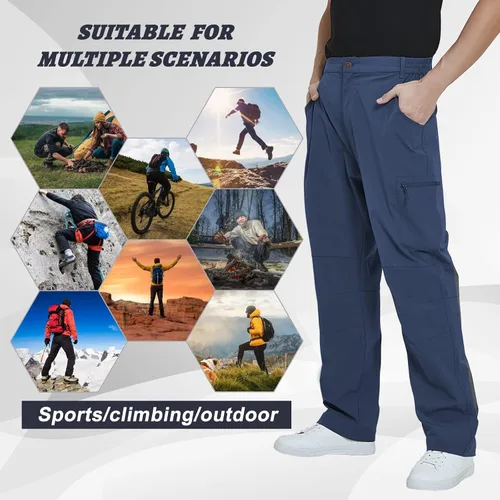Vista 7 de MEETYOO Pantalones cargo de senderismo para hombre, impermeables, tácticos, ligeros, elásticos, para acampar