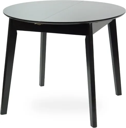 Vista 3 de Ellis - Mesa de comedor redonda extensible de 35.5 a 45 pulgadas, madera maciza, color espresso