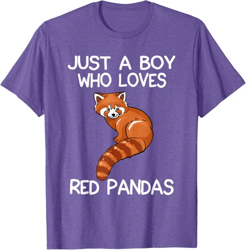 Vista 6 de Just A Boy Who Loves Red Pandas Gift - Camiseta con diseño de panda roja, Negro, S