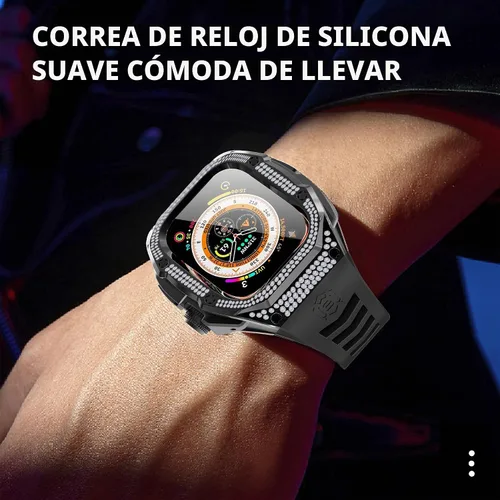 Vista 5 de VeveXiao - Funda resistente con correa compatible con Apple Watch Ultra 2 bandas de 49mm, funda protectora de metal con correa de repuesto de goma