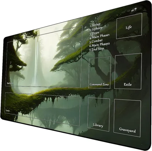 Vista 11 de Tapete de juego de cartas coleccionables AI Painting – Tapete de juego MTG con zonas, 24 x 14 pulgadas, tapete de juego MTG de alta calidad – El