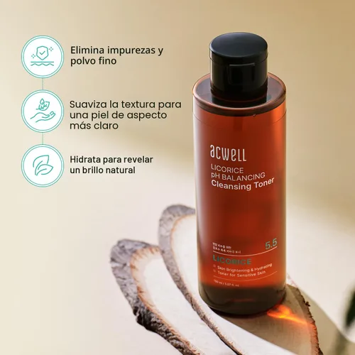 Vista 3 de ACWELL Tónico Limpiador Equilibrante de pH de Regaliz 5.07 fl.oz. - PH5.5 Astringente Limpiador de Maquillaje Hidratante - Aclaramiento de la Piel