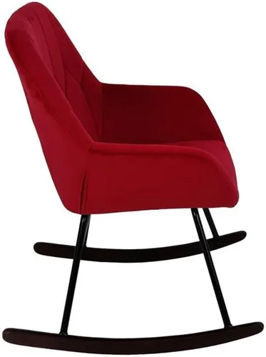 Vista 6 de LuxenHome - Sillas modernas de terciopelo con acento, mecedora tapizada roja, sillas de comedor, sofá individual, silla con brazo para sala