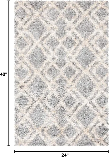 Vista 2 de SAFAVIEH Berber Shag Collection - Alfombra decorativa, 2 x 4 pies, diseño marroquí, color gris y crema, no desprende pelusa y de fácil cuidado, 1.2
