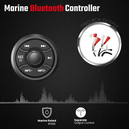 Vista 7 de NOAM NUTV5-S Quad PRO - Kit de sistema estéreo marino ATV/carrito de golf/UTV, con 4 altavoces de torre de luz LED impermeables, subwoofer