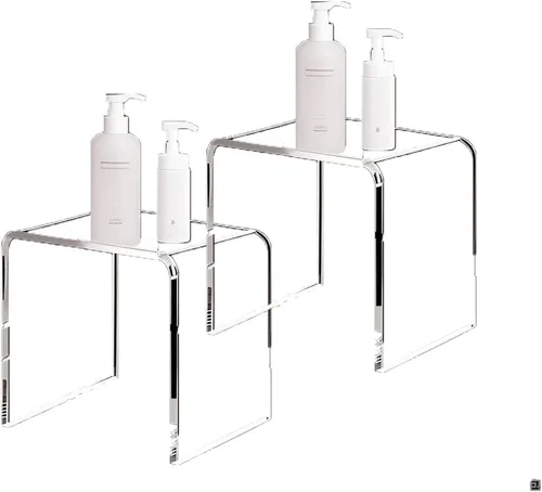 Vista 11 de Taburete de acrílico de 13" de ancho para niños pequeños, soporte para plantas, multiusos como taburete resistente al agua para la ducha, taburete