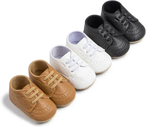 Vista 2 de Casazoe Zapatos Oxford de piel sintética para bebés, niños y niñas, mocasines de boda, zapatos de vestir para bautismo para niños pequeños, zapatos