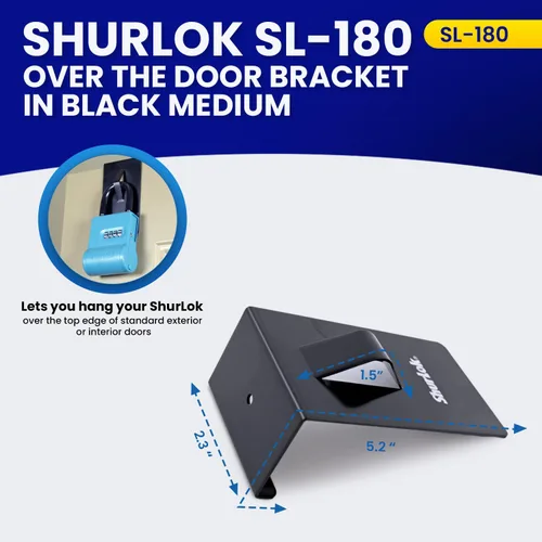 Vista 3 de ShurLok SL-180 Caja de seguridad sobre puerta soporta, color negro