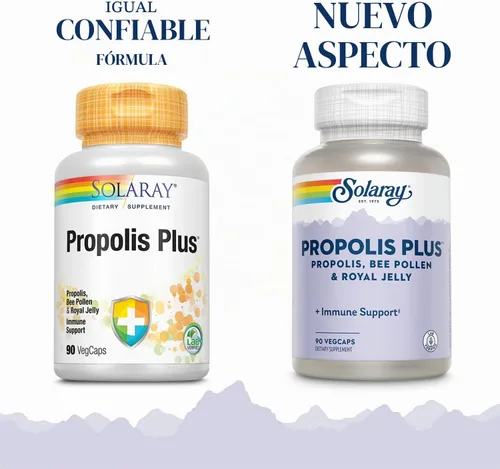Vista 3 de SOLARAY Suplemento de propóleo Plus, píldoras de polen de abeja, 90